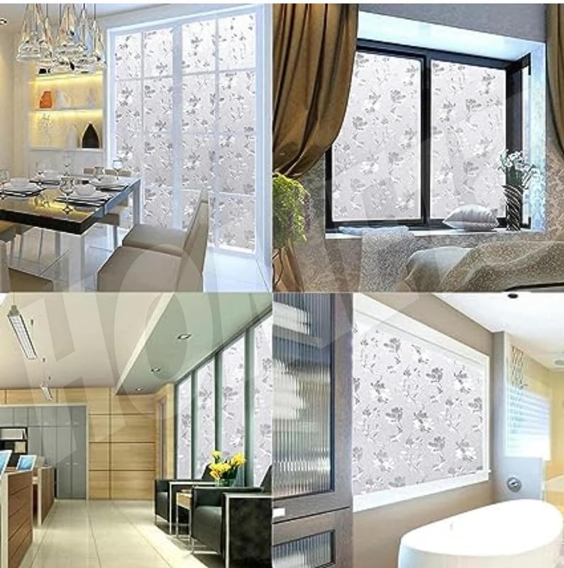 Image of 3D Decorative Glass Film Window Film for Glass Film for Windows Privacy - Frosted Flowers |16 X 84 Inchs