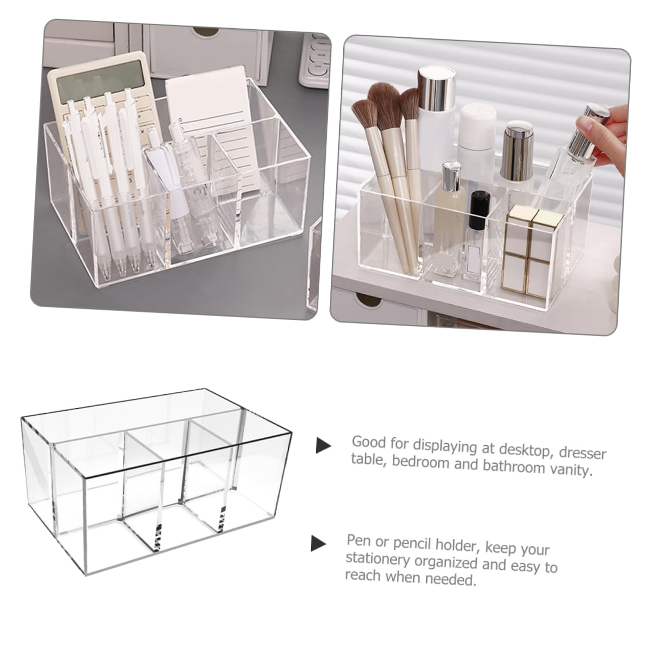 Gatuida 3stücke Makeup Pinsel Mit Fächern Transparente Aufbewahrung Für Stifte Und Kosmetik Multifunktionaler Organizer Für Schreibtisch Und Kosmetikbereich