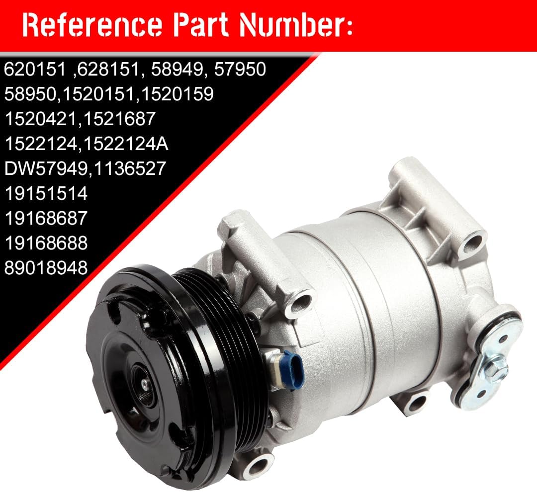 cciyu Air Conditioning Compressor for Ch-evrolet Silverado Blazer Silverado Compatible for GMC Yukon 5.7L 6.5L 7.4L 1995-2002 Replaces AC Compressor for Car 6 Grooves HT6