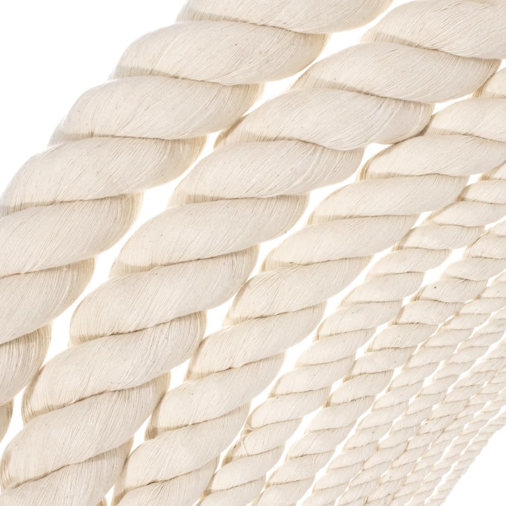 Rope and Cord White Twisted 100% Natural Cotton Rope – Lengths from 10’-600’ – 1/4" 1