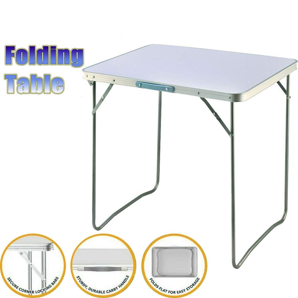 Table de camping pliante pliante portable de voyage et de camping Table de jardin Table de pique-nique pliable en aluminium avec poignée de transport pour fête intérieure en extérieur, longueur 80 cm
