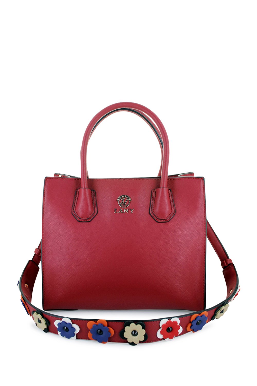 LANY "Lena Too" Mini Tote w/ 3-D Flower Strap (wine)