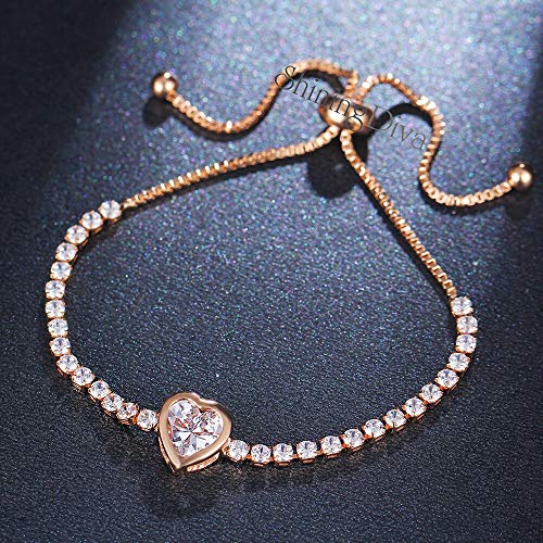 Image of Shining Diva Fashion Full Crystal Charm Stylish Gold Plated Charm Bracelet for Women