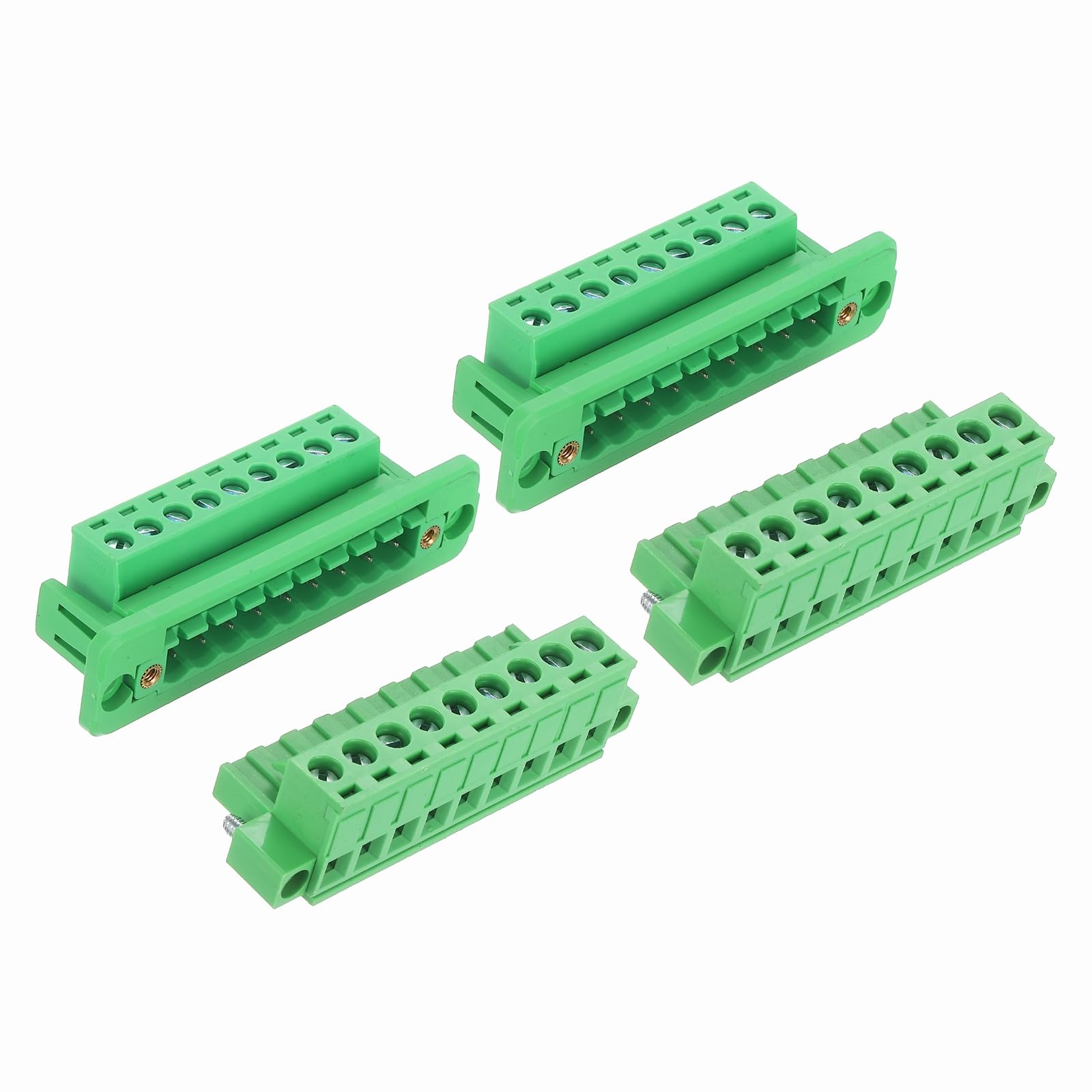 sourcing map 2Set 9-Pin 5.08mm Pitch Pluggable Screw Terminal Block Connectors, PA66 300V 10A Through-Wall PCB Terminal with Panel Solderless Wiring Connectors 26-10AWG for Electronic