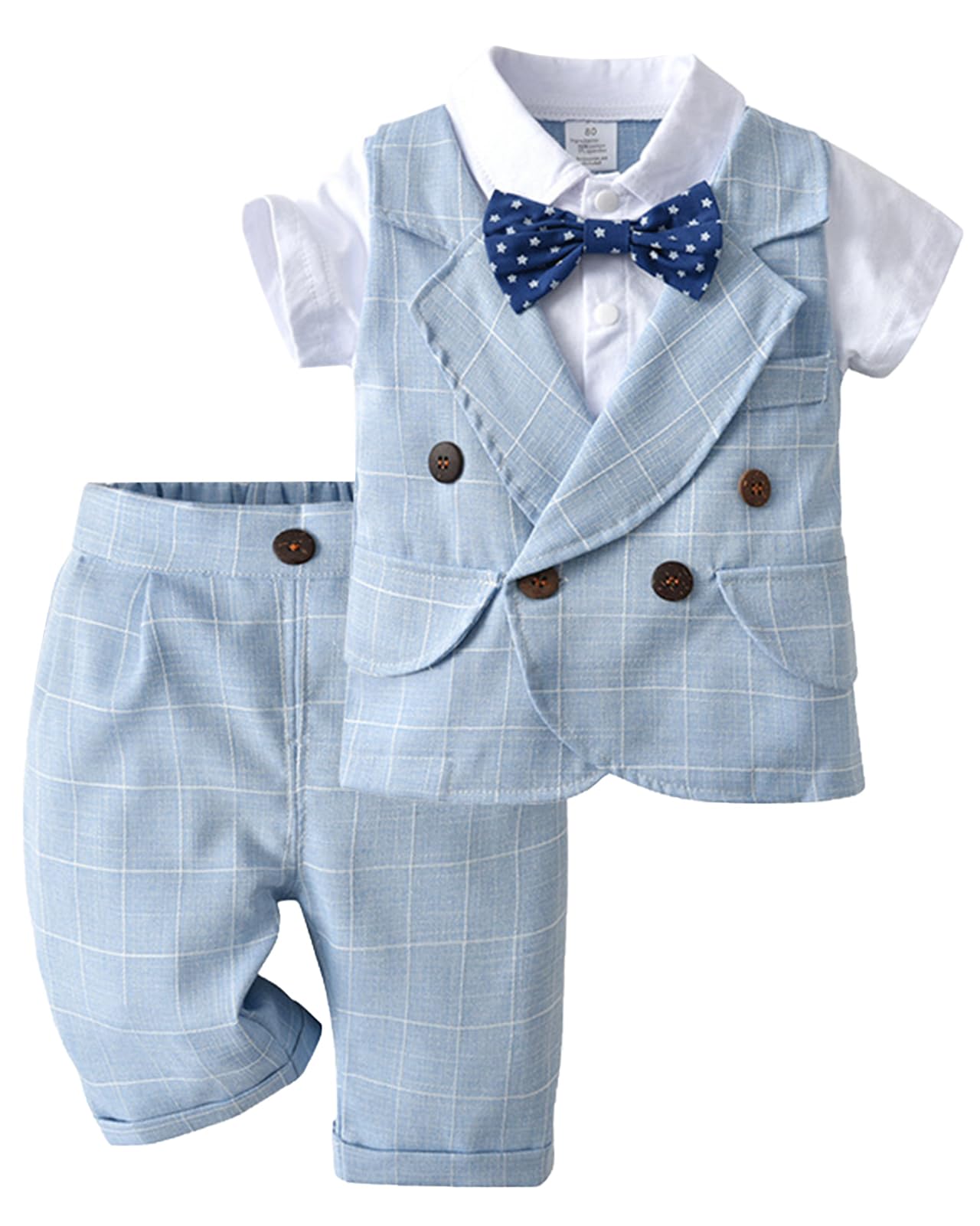 Ragazzi Tuta da Battesimo Neonato Bambino Completini e Coordinati Gentiluomo, Completo Elegante a Quadri per Feste Matrimoni