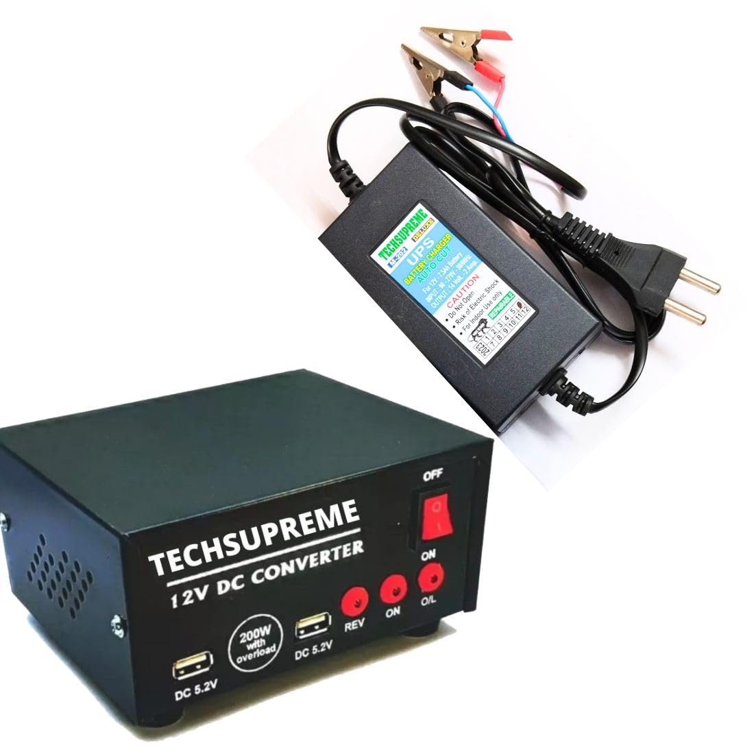 TECHSUPREME 200 Watt Converter 12v DC to AC Mini Inverter - SMPS, Lap Top, LED TV,Incubator &12 Volt 7 amp Battery Charger A2-image-17