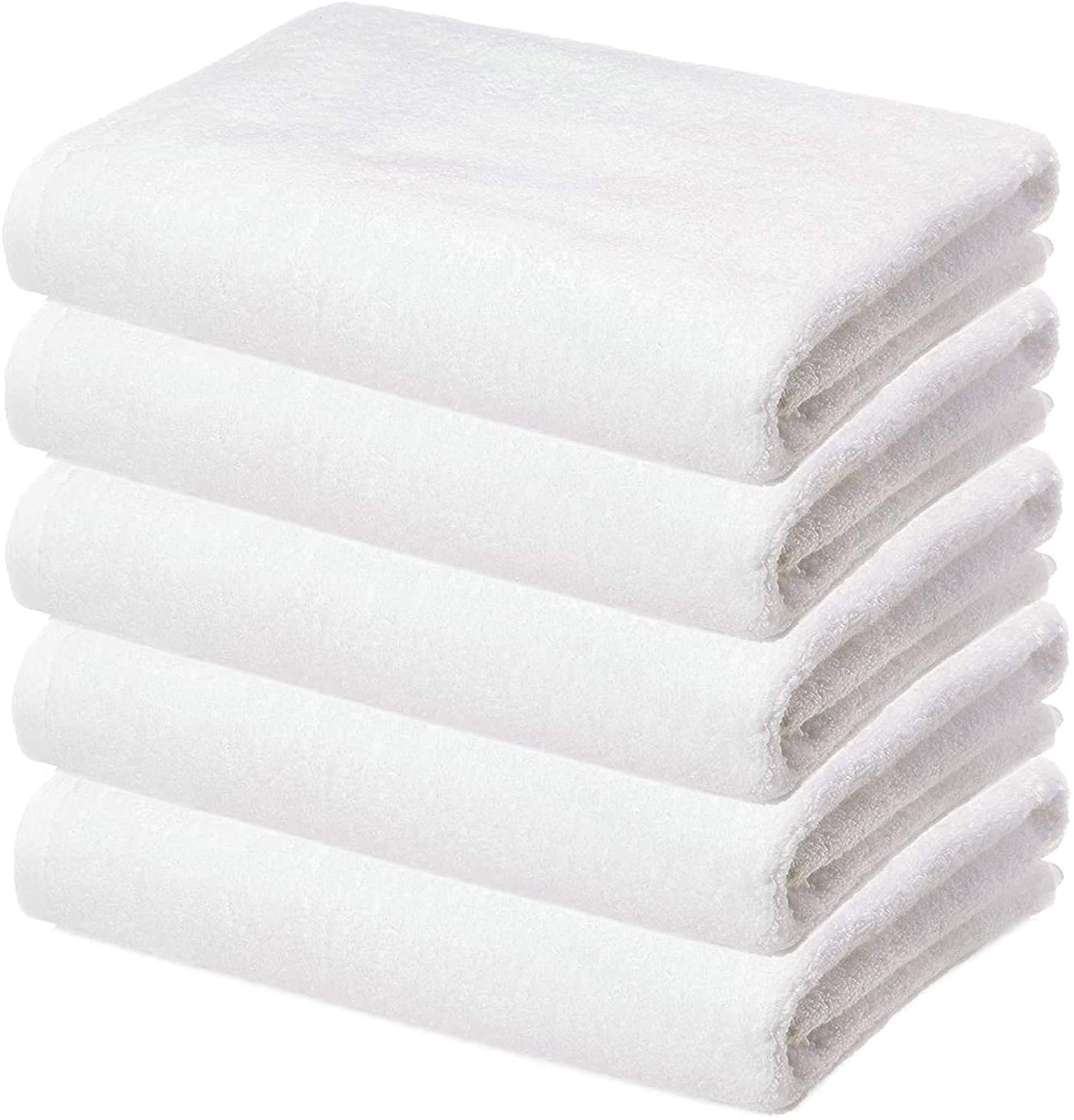 N G PRODUCTS® 100% Cotton Large Full Size White Bath Towels for Hotel and Spa, Super Soft Absorbent Antibacterial, 400 GSM, Full Large Size-60 inch x 30 inch or 152 cm x 76 cm (5 Piece)