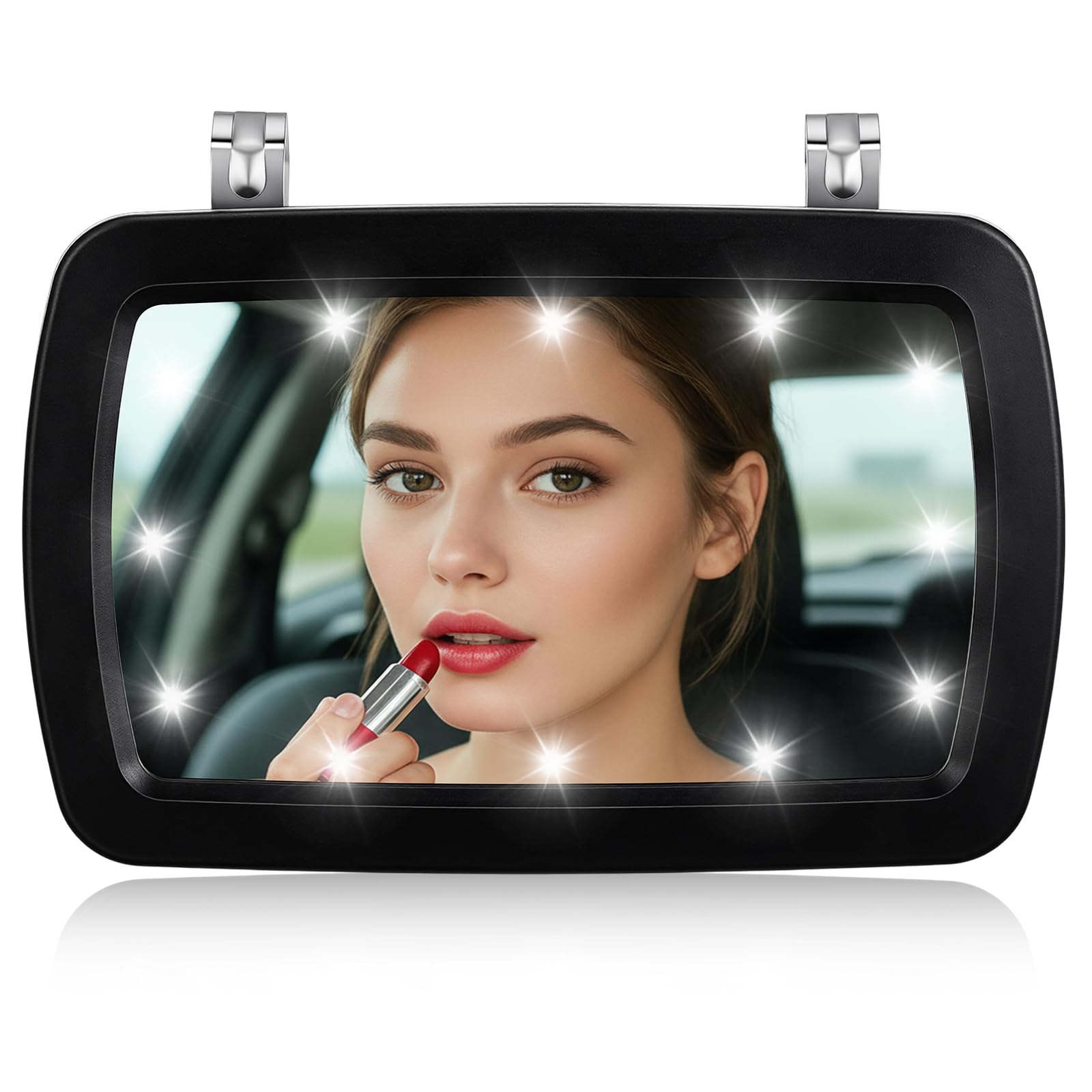 Photo 1 of [CRACKED] Jetec Car Sun Visor Vanity Mirror Clip-on Automotive Makeup Sun-shading Universal Visor Rechargeable Car Makeup Mirror for Women Truck Automobile Accessories Supply