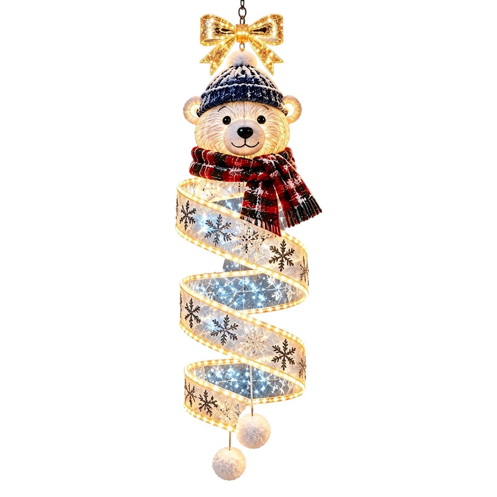 Glowing Christmas Door Hanger, Warm Lighted Vertical Holiday Door Decor