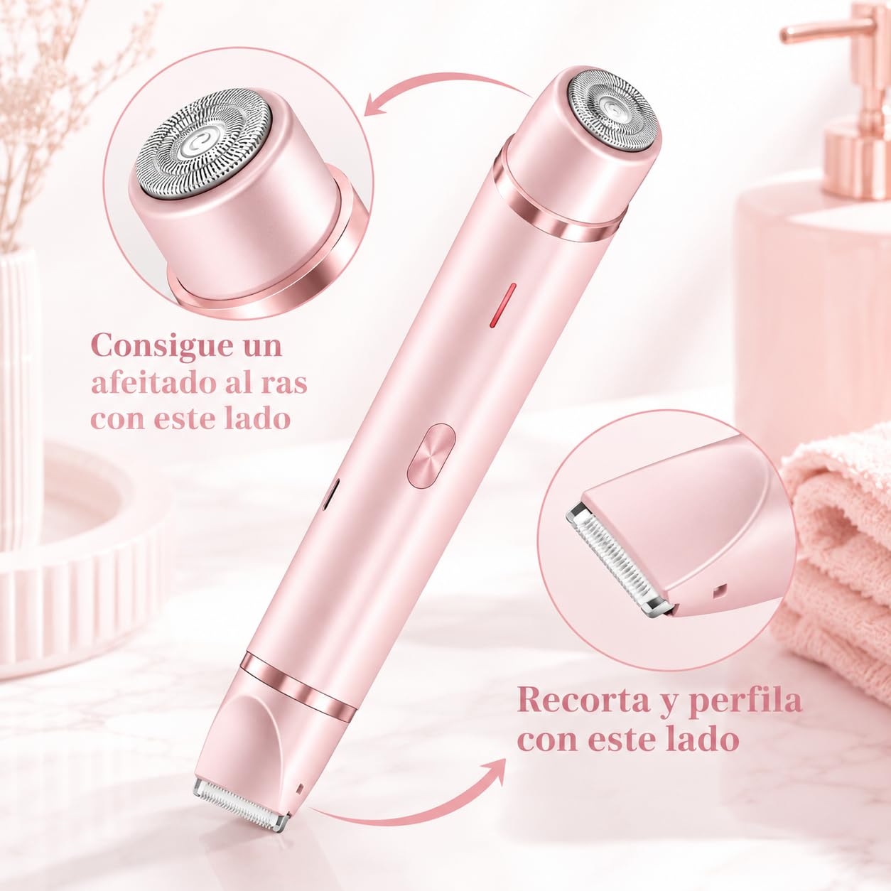 Razerly Dual Head Shaver Mujer Depiladora 2 Un 1 Inalambrica Mujer Uso Ducha Seco Y Humedo Piernas Axilas Rostro (Azul)