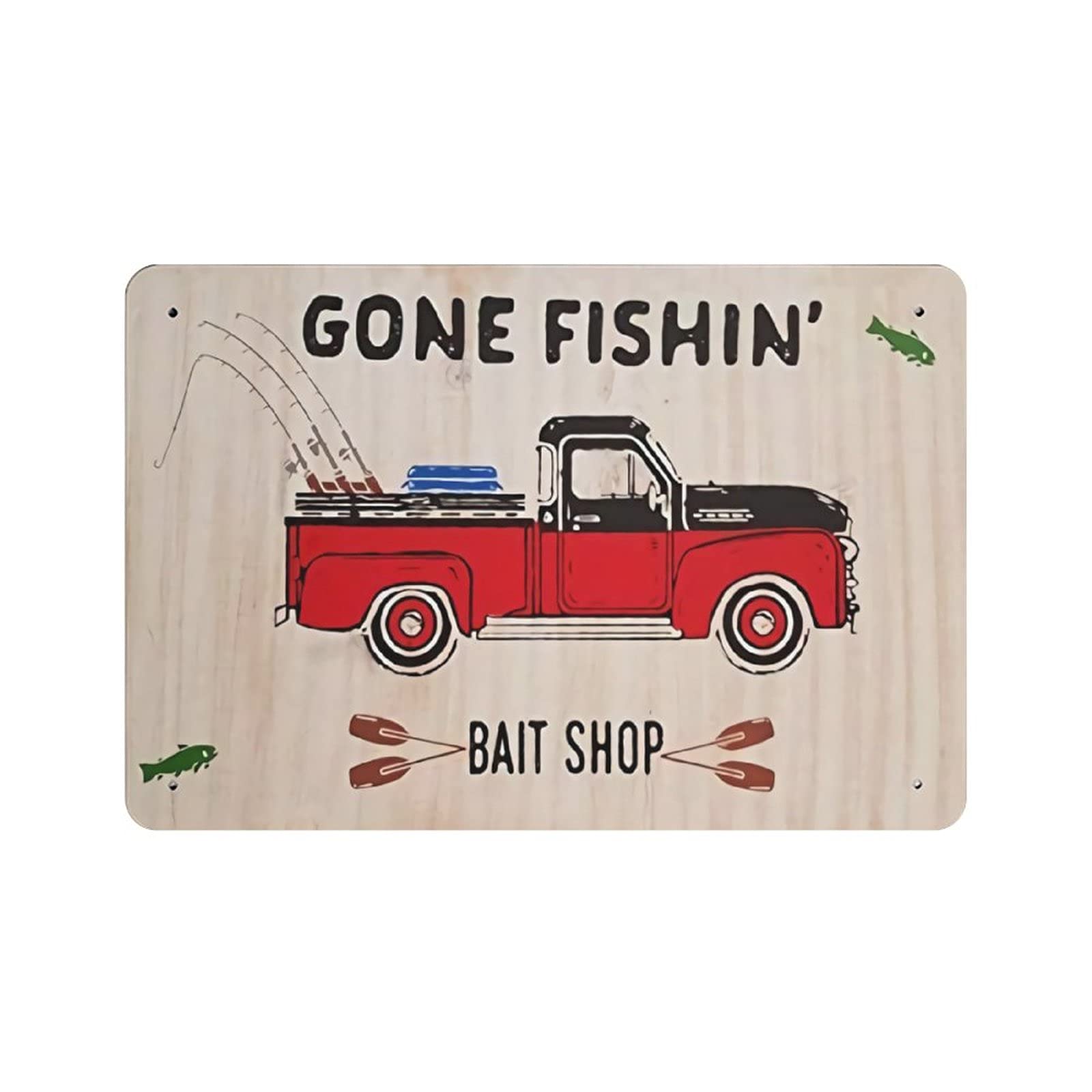 rayprint Metal Tin Sign Bait Shop Fishing Vintage Tin Poster Metal Sign Wall Decoration Country Kitchen Home Garage Decor 8"x12"