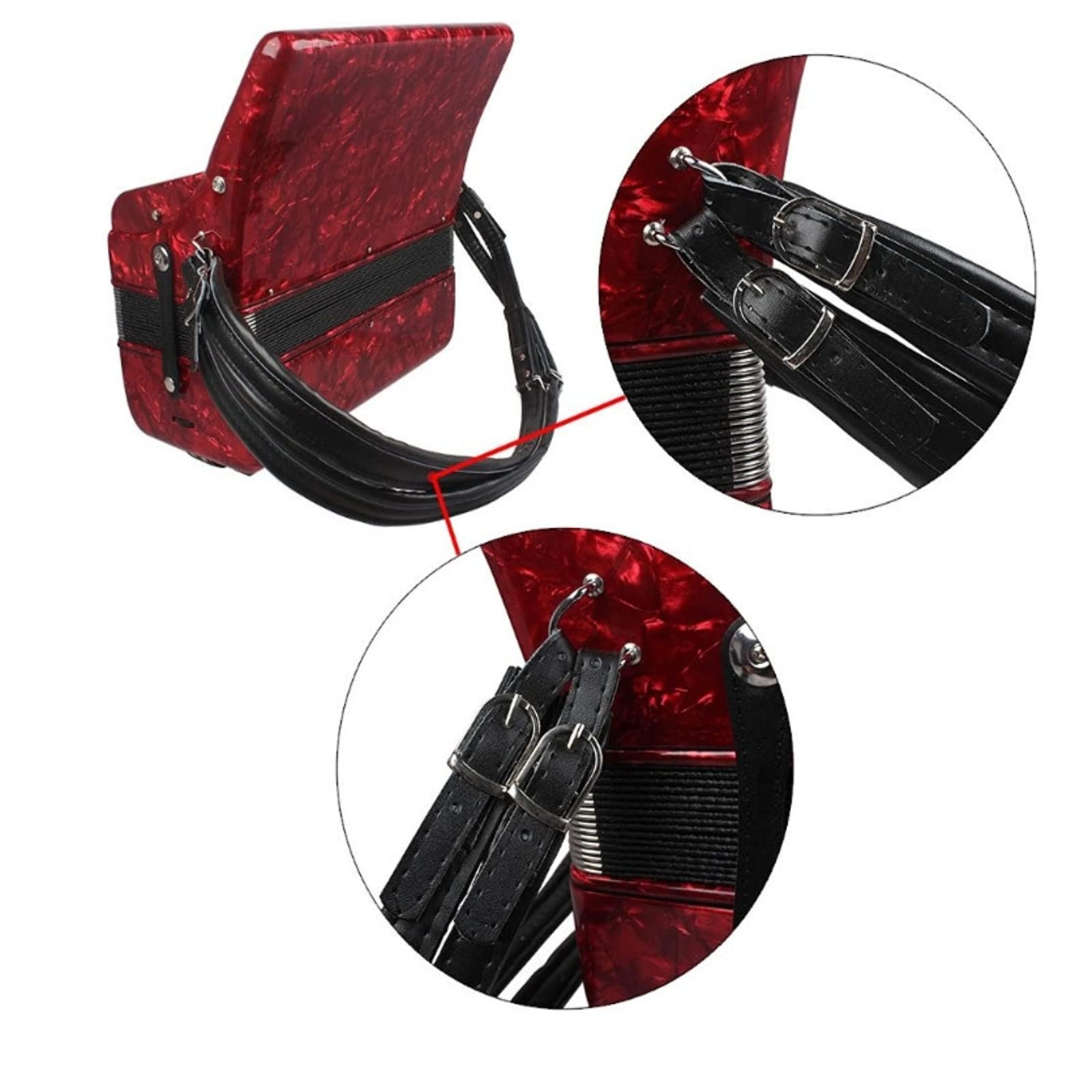 Dilwe Correas de acordeón, correas de hombro de acordeón engrosadas ajustables resistentes al desgaste de PU para acordeones bajos 16-120(negro)