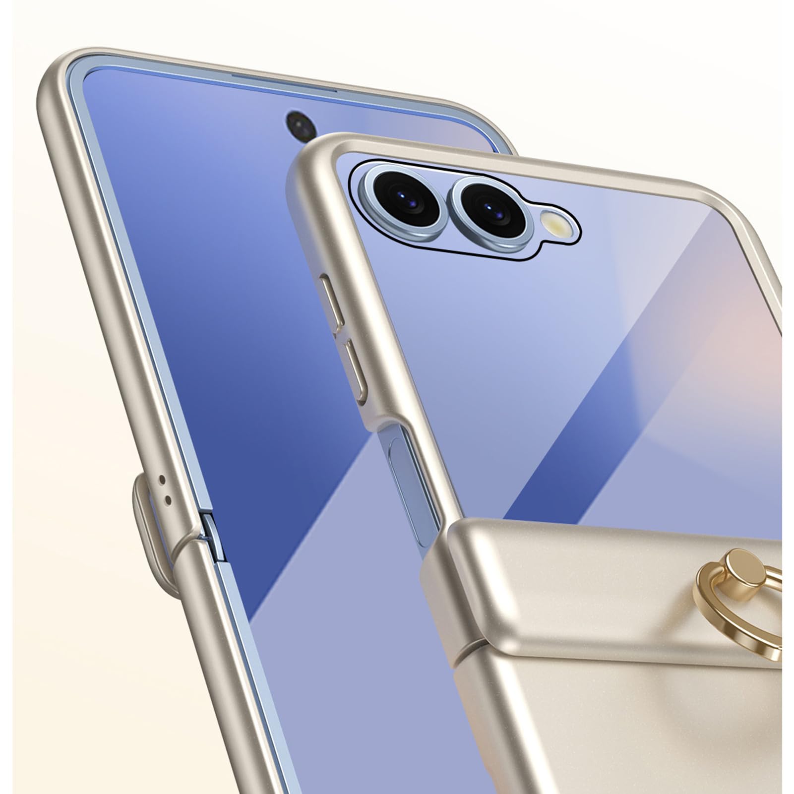 Zawiasowe etui do Samsung Galaxy Z Flip 8, obrotowe powlekanie pierścieniem, odporna na wstrząsy osłona ekranu, kompleksowa osłona, czarne, Flip 8