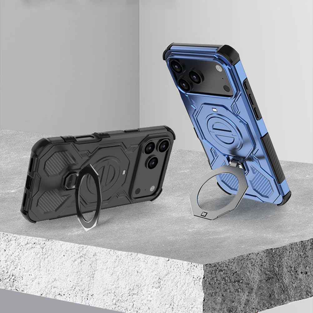 Magnetisch Hülle für iPhone 17 Pro Max/17 Pro/17 Air/17, Dünne Stoßfeste rutschfeste Schutzhülle mit Drehbarer Ringhalter Handyhülle,Schwarz,17 Pro