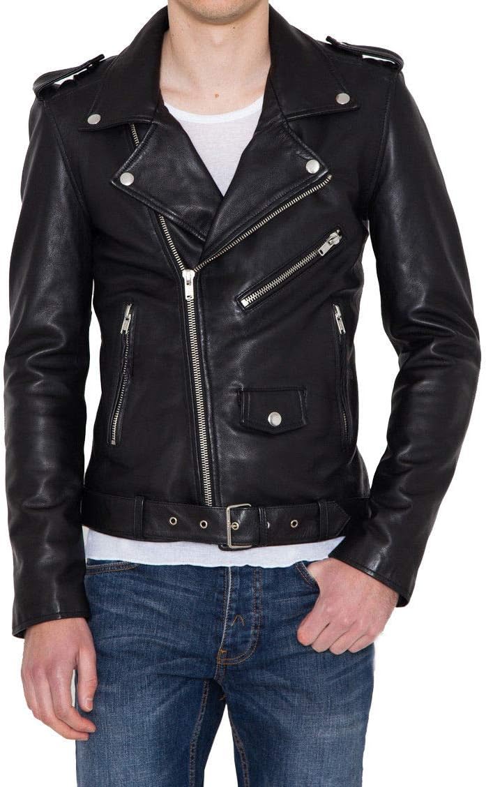 Men's Lambskin Leather Bomber Biker Jacket