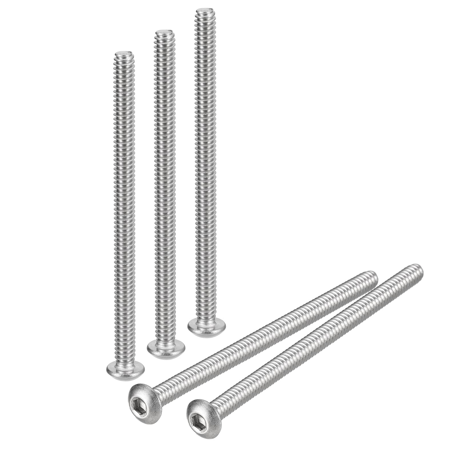 uxcell #10-24x3 Button Head Socket Cap Screws, 20pcs 304 Stainless Steel Fasteners Hex Bolts Screws, Full Thread Hex Drive Screws
