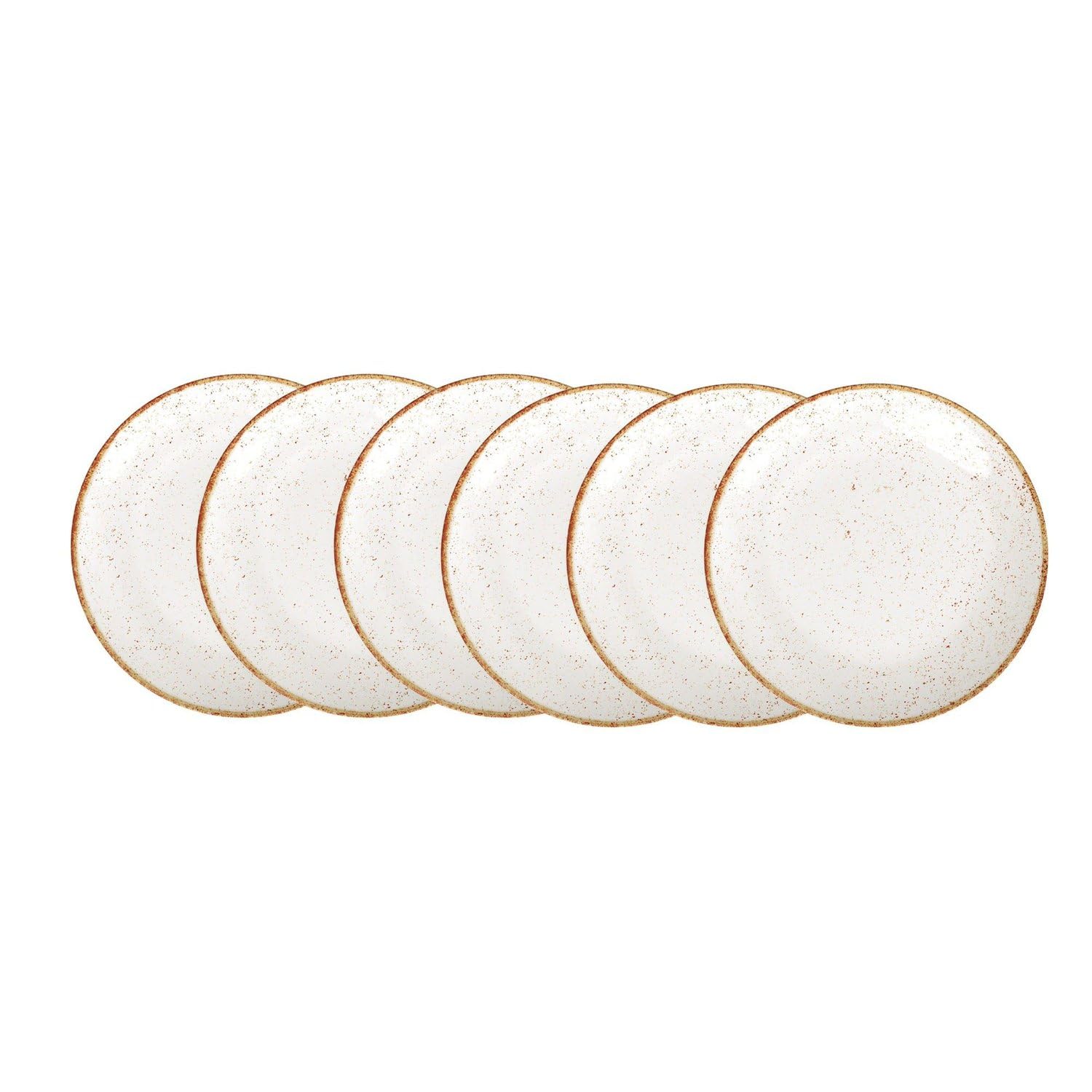 Tramontina Juego de 6 Platos Llanos de Porcelana Redondos Rústico Marrón 28 cm