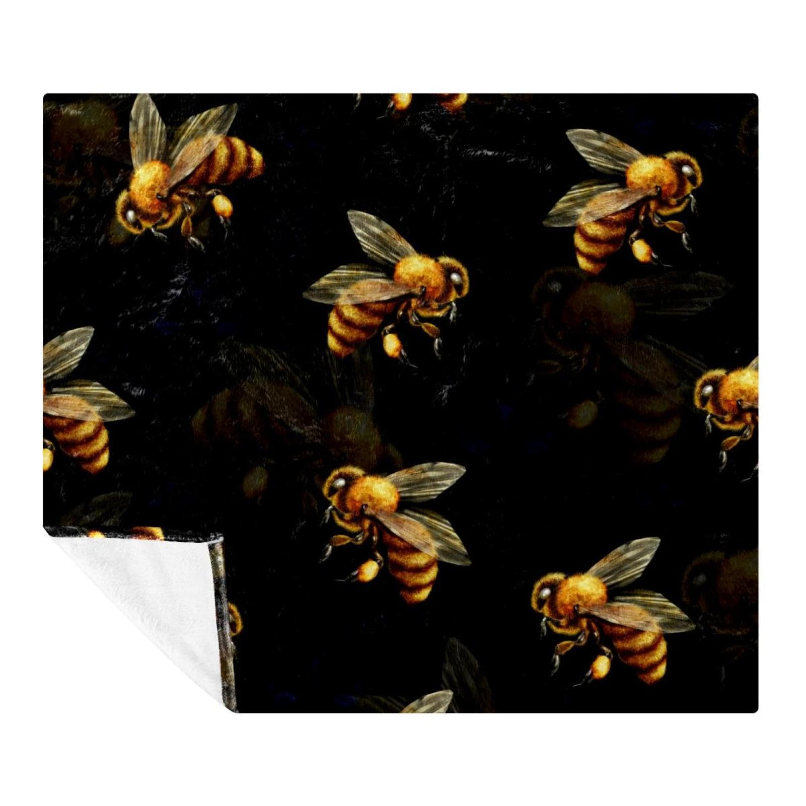 Couverture polaire abeille 150x130 cm en microfibre douce pour lit et canapé