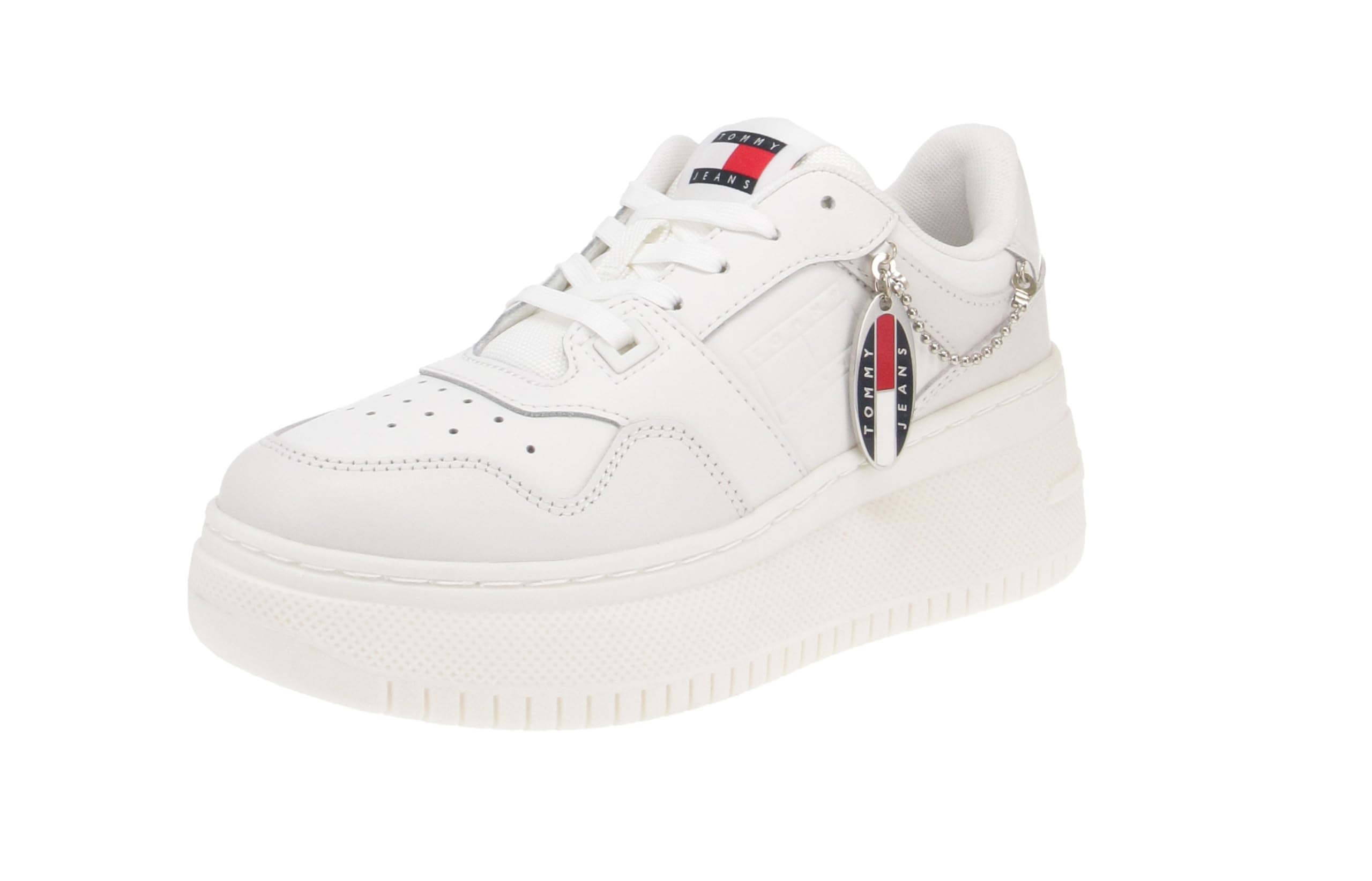 Tommy Hilfiger EN0EN02421 Retro Basket Flatform Charm - Zapatillas para mujer, color crudo