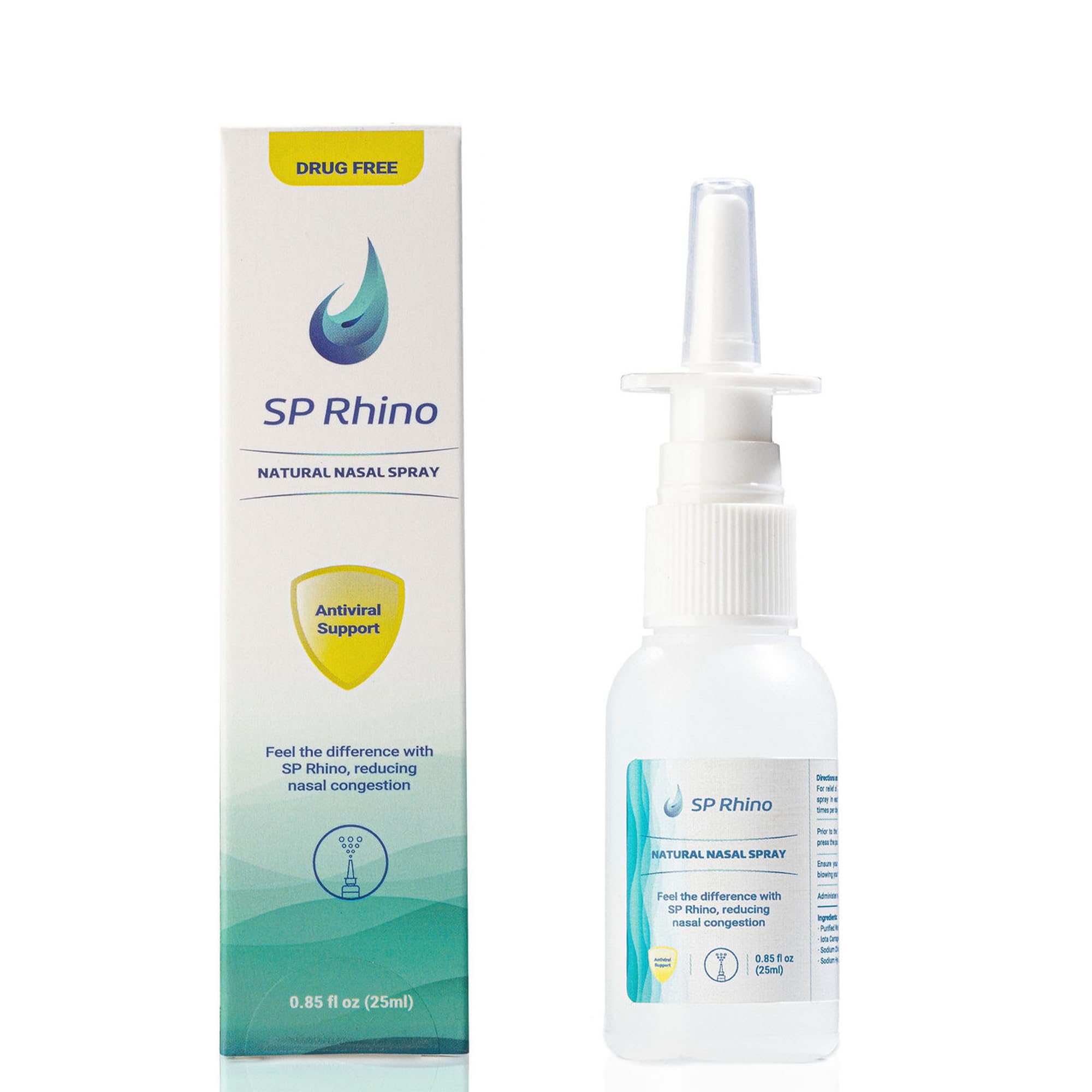 Amazon.com: SP RHINO Natural Nasal Spray - Saline Nasal Spray Decongestant  for Dry Nose Relief - Nose Moisturizing Mist, Sinus Hydration & Congestion  Support, Non-Medicated Daily Use, Preservative-Free - 25 ml :