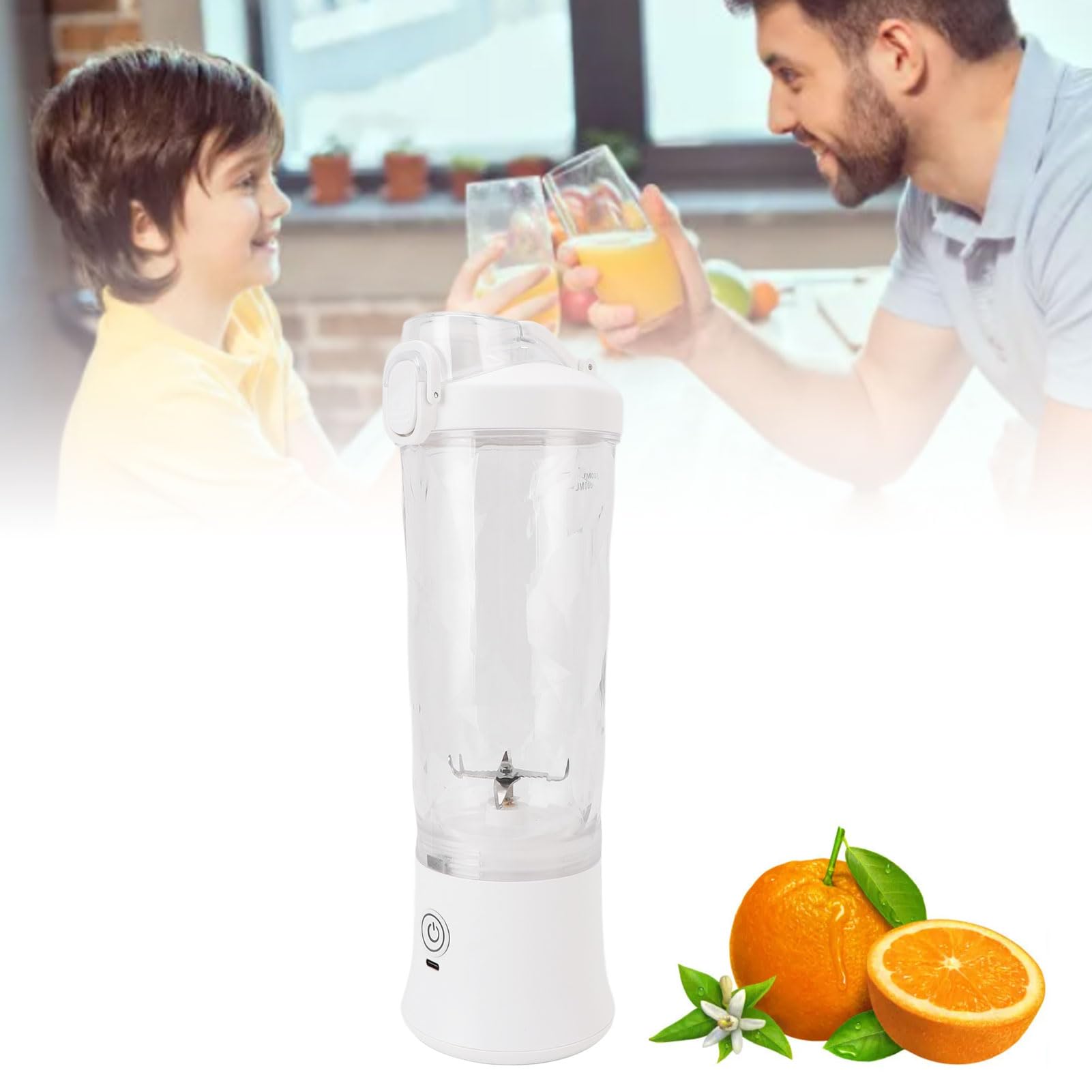 Mélangeur Portable 600 Ml avec Mini Presse-agrumes Rechargeable USB C 18 000 Tr/min, Idéal pour les Voyages et la Salle de Sport