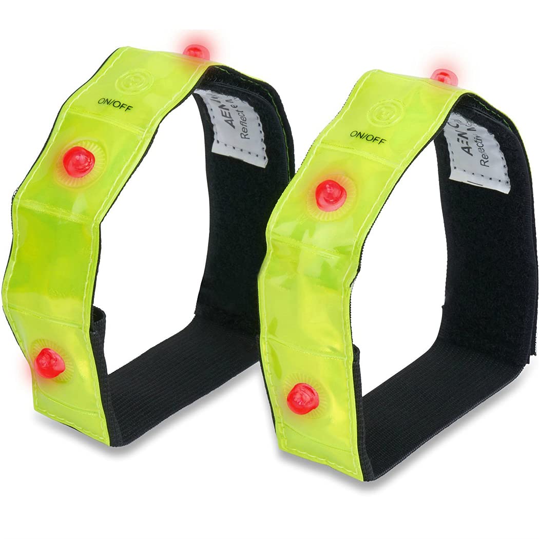 Lnrueg Armband Light High Visibility 2PCS Adjustable Safe 4 LEDs Bright Professional Running Arm Light Arm Safety Light-image-44