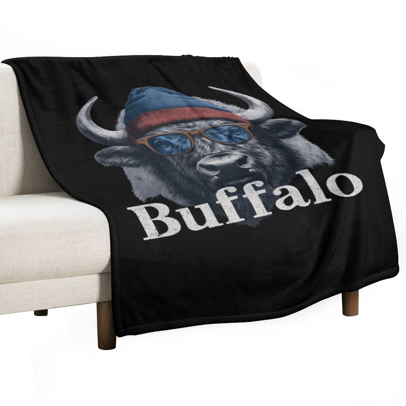 Cgsbngha Style Buffalo Mascot Flannel Fleece Blanket Lightweight Soft Throw Blankets For Sofa Couch Bed Chair