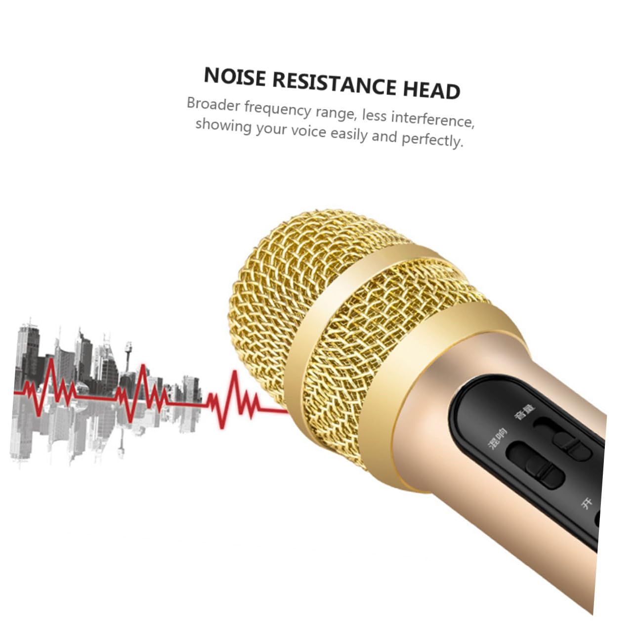 Zerodeko Micrófono de Condensador para Cantar Ktv Conexión USB, Micrófono Profesional de Mano Color Champán para Karaoke en Directo y Grabación, Equipo Portátil para Eventos