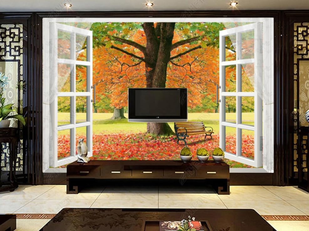 Papier peint intissé paysage mural 150x105 cm effet 3D fenêtre pour la déco du salon