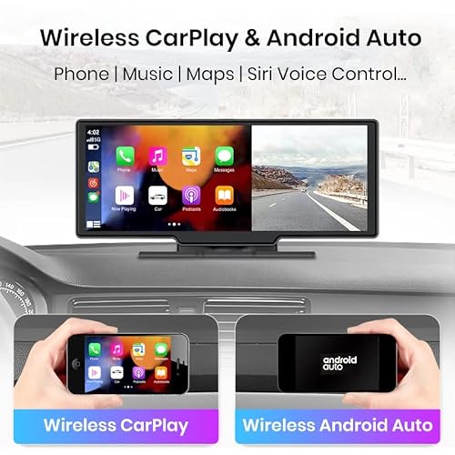 SZKJ 4K Dashcam Auto Wireless, 11'' Specchio