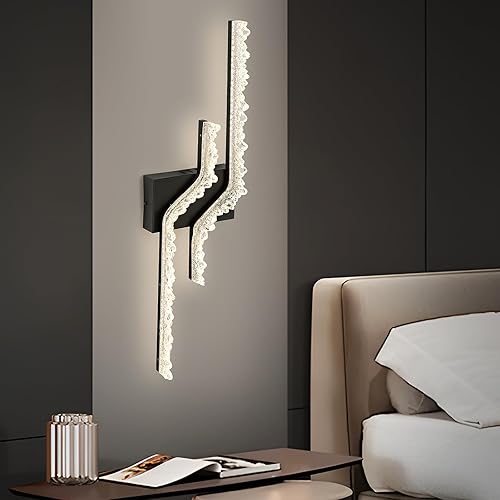 Miniatura 6 de Apliques de pared modernos negros 6000k LED lámpara de pared interior acrílico lámpara de pared para dormitorio, sala de estar, pasillo.