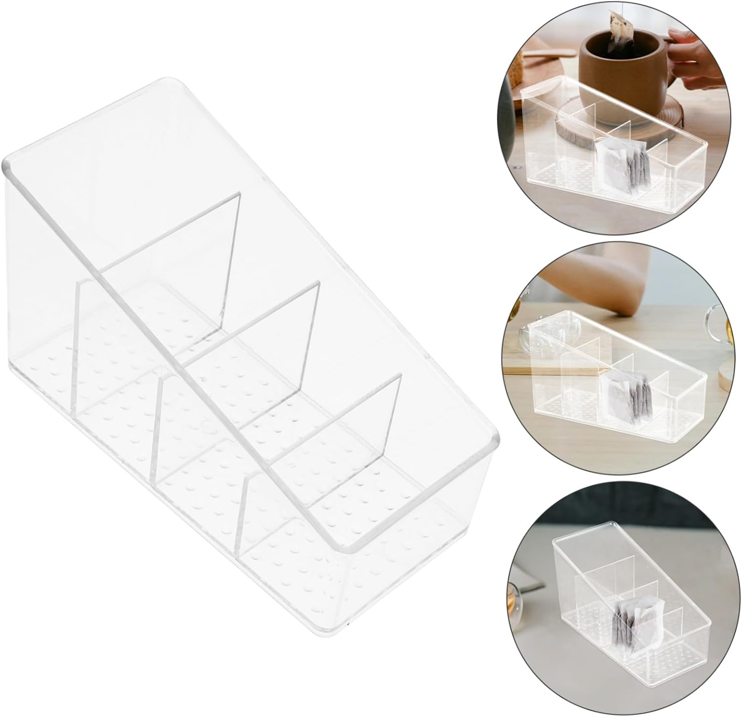 Elegant Tea Bag Storage Box Compartments Design for Organizing Tea Bags and Sugar Packets Compact Decorative Container for Kitchen and Desktop Use
