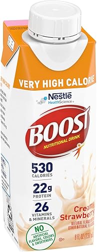 BOOST Bebida nutricional muy alta en calorías fresa cremosa 8 onzas líquidas paquete de 24