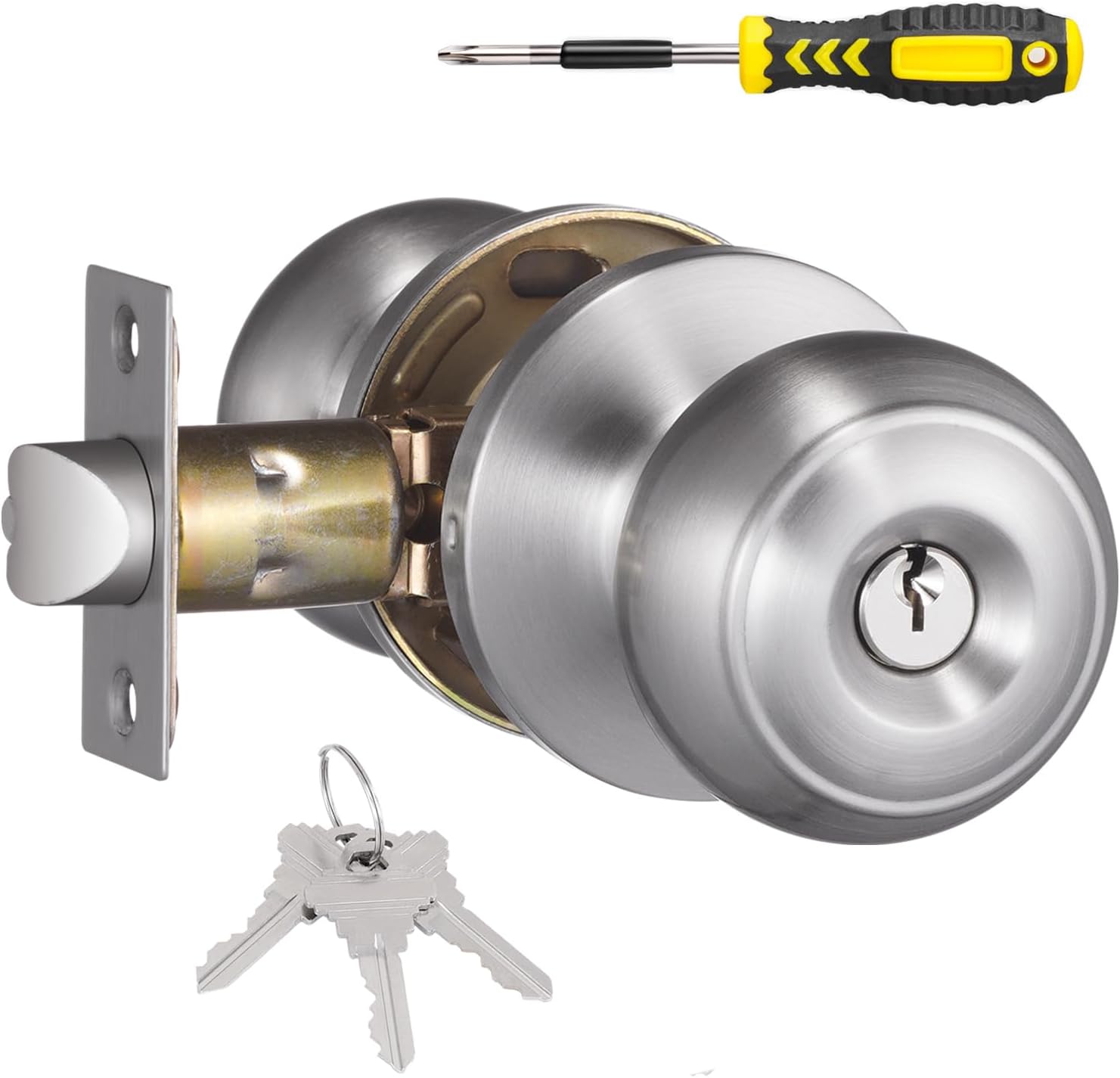 Copper Creek BK2040SS Ball Door Knob, Keyed Entry Function, 1 Pack, in