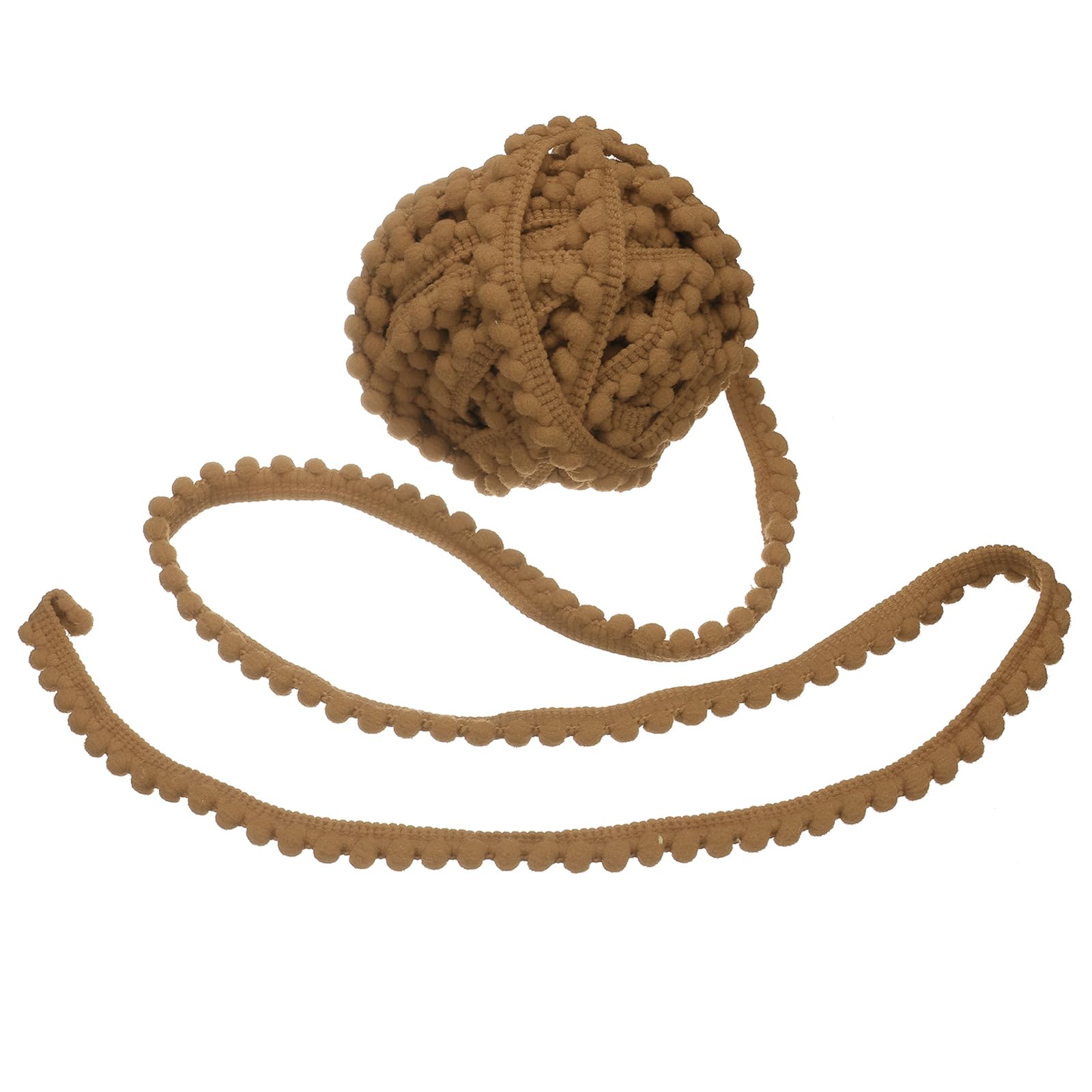 sourcing map 25 Yards Pom Pom Trim Ribbon, 0.5" Wide Khaki Pom Pom Ball Fringe Trim Sewing Fringe Fabric Trim Ribbon for DIY Crafts Curtain Clothes Pillow Home Decoration