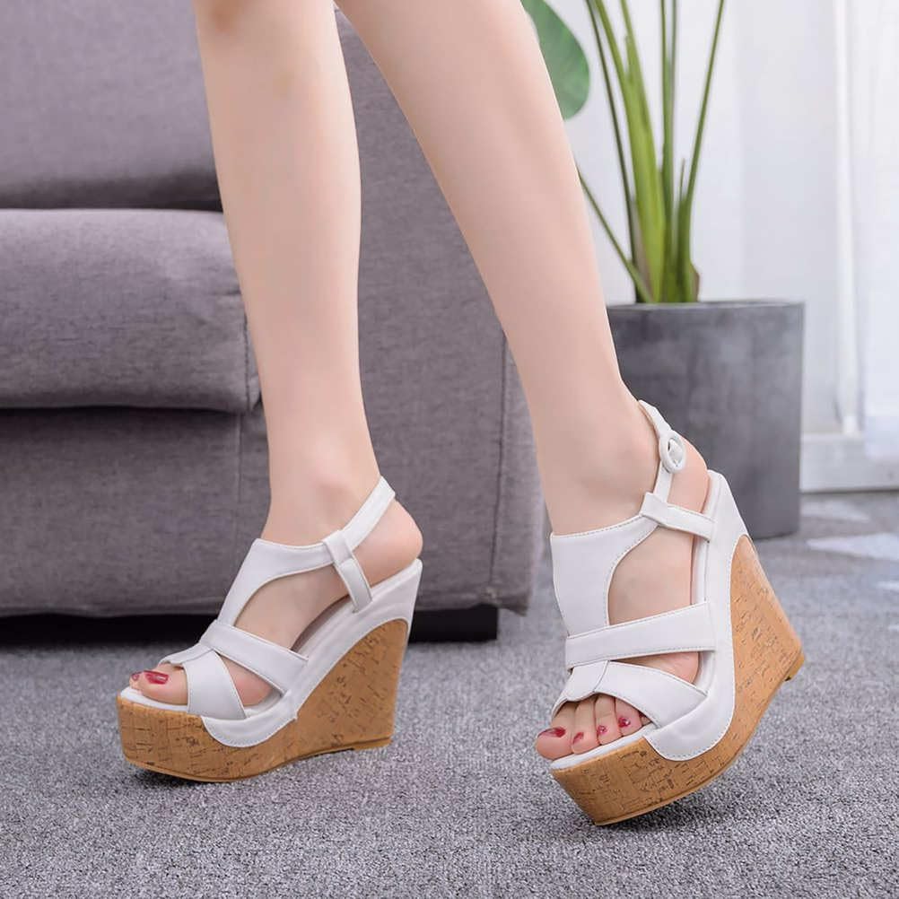 Mujeres Plataforma Cuña Sandalias Corcho Slingback Cuñas Alpargatas Tacones Verano Zapatos