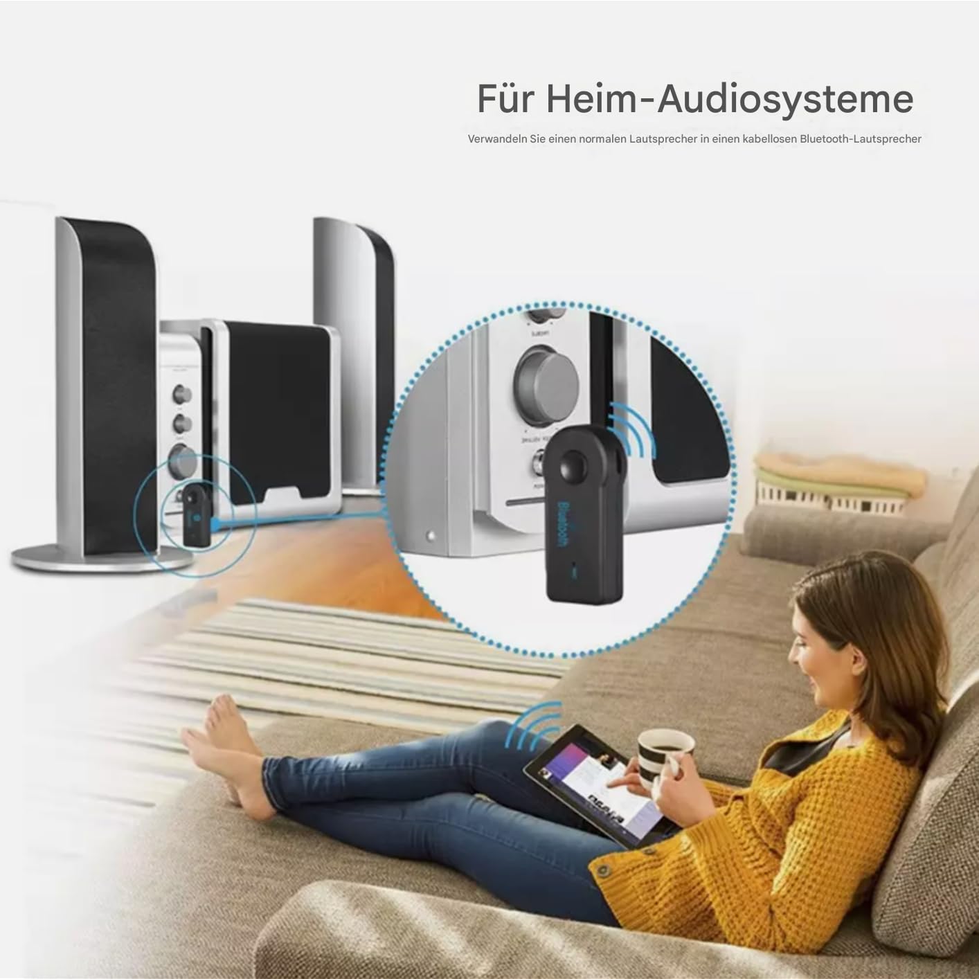 Adattatore wireless per auto – ricevitore radio da 2,09 pollici | kit di – materiale ABS nero 5,3 cm compatto amplificatore di componenti audio per lettori musicali MP3 trasmettitore cuffie e
