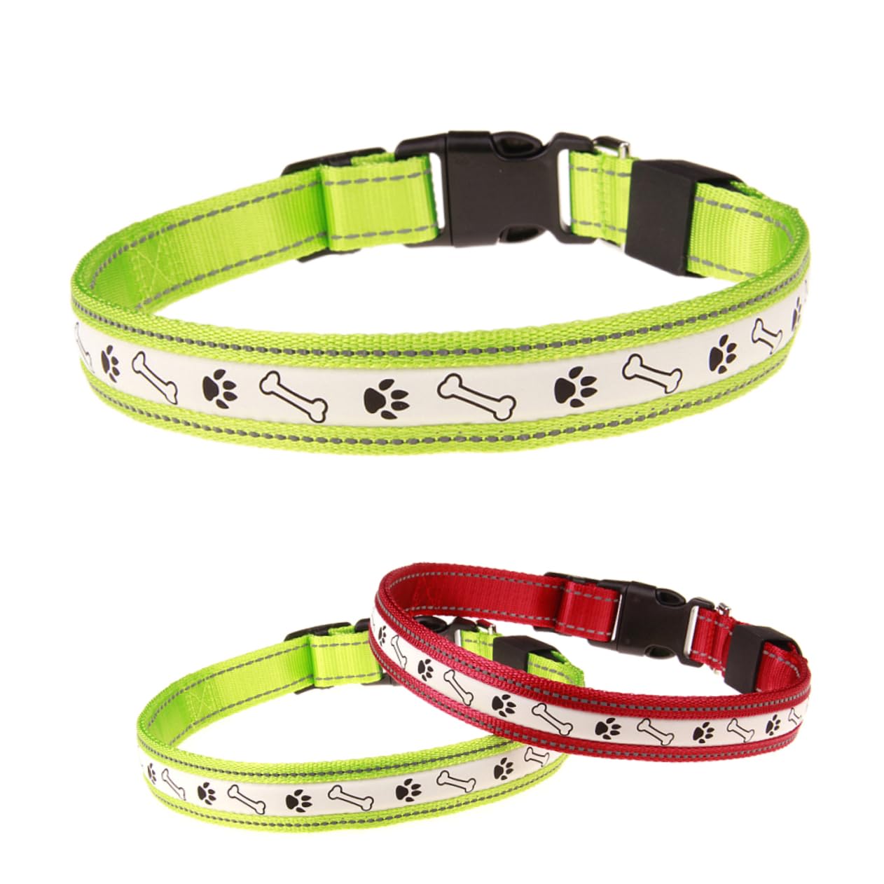 Beavorty Collier LED pour Chien Chargement USB Facile Nocturne Lumières Vertes Taille Réglable Forme Dempreinte en L