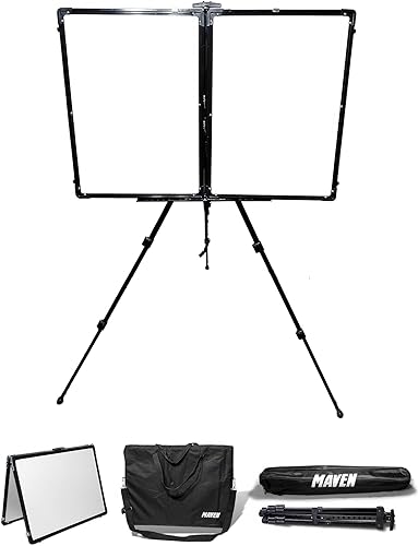 Maven Pizarra blanca portátil plegable de viaje con caballete de soporte, luz fácil de borrado en seco