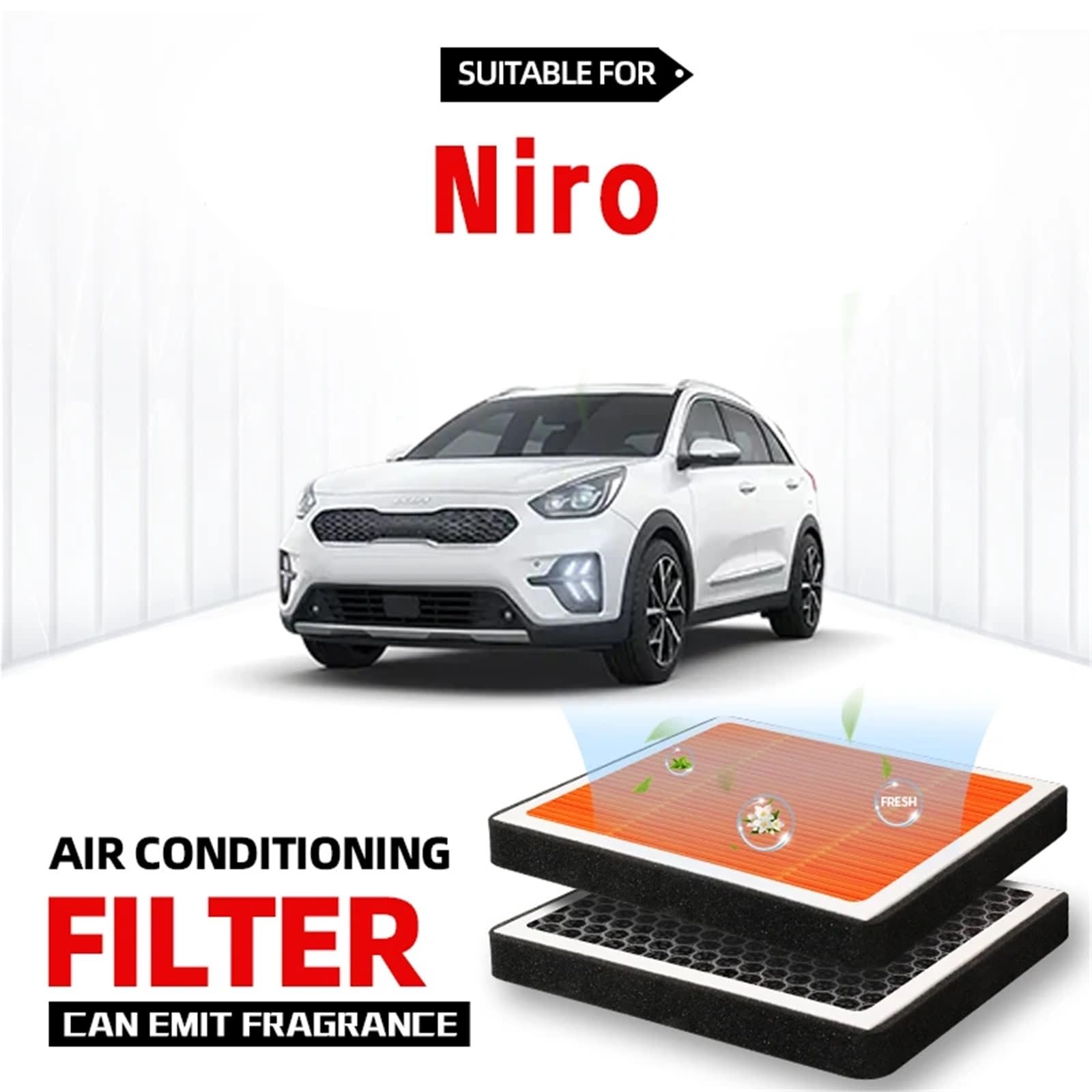 Osłona drzwi do filtra kabinowego do Kia NIRO, filtr kabinowy z węglem aktywnym i zapachem do czyszczenia wnętrza pojazdu
