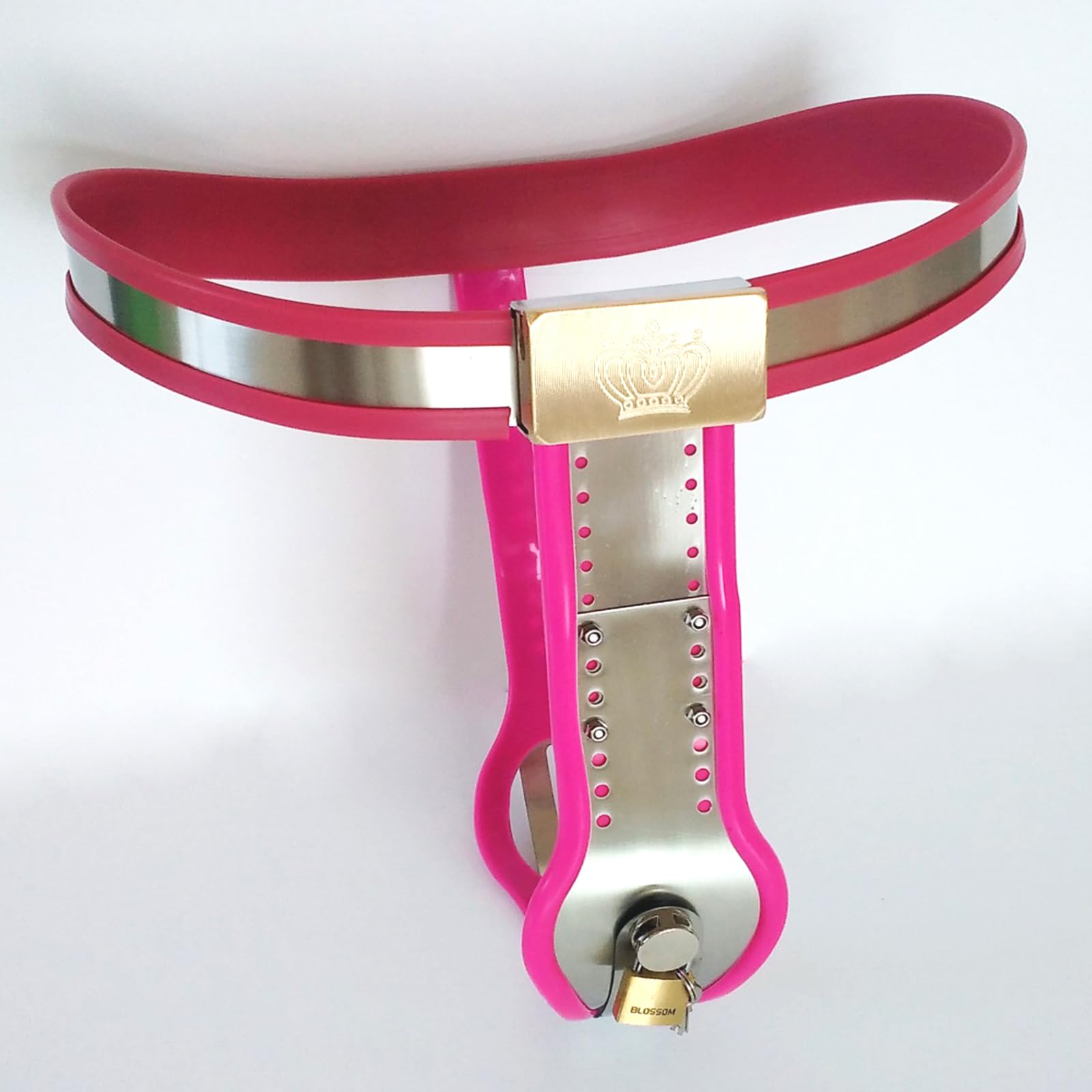Ceinture de chasteté en acier inoxydable, dispositif de chasteté avec plug anal et plug vaginal amovibles, culotte cage de chasteté, sextoy for femmes et couples(120cm-130cm)