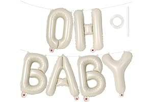 Cream Oh Baby Balloons Letters