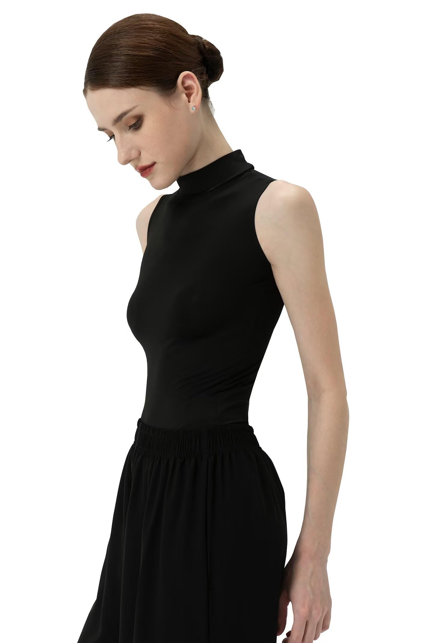 Maillot Ballet Adulto, Mujer Sin Mangas Cuello Alto Maillot Danza con Chasquido