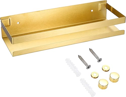 OwnMy Estante de ducha dorado de 12 pulgadas de acero inoxidable, cesta de ducha de baño, cesta de ducha, cesta de ducha de metal a prueba de óxido,