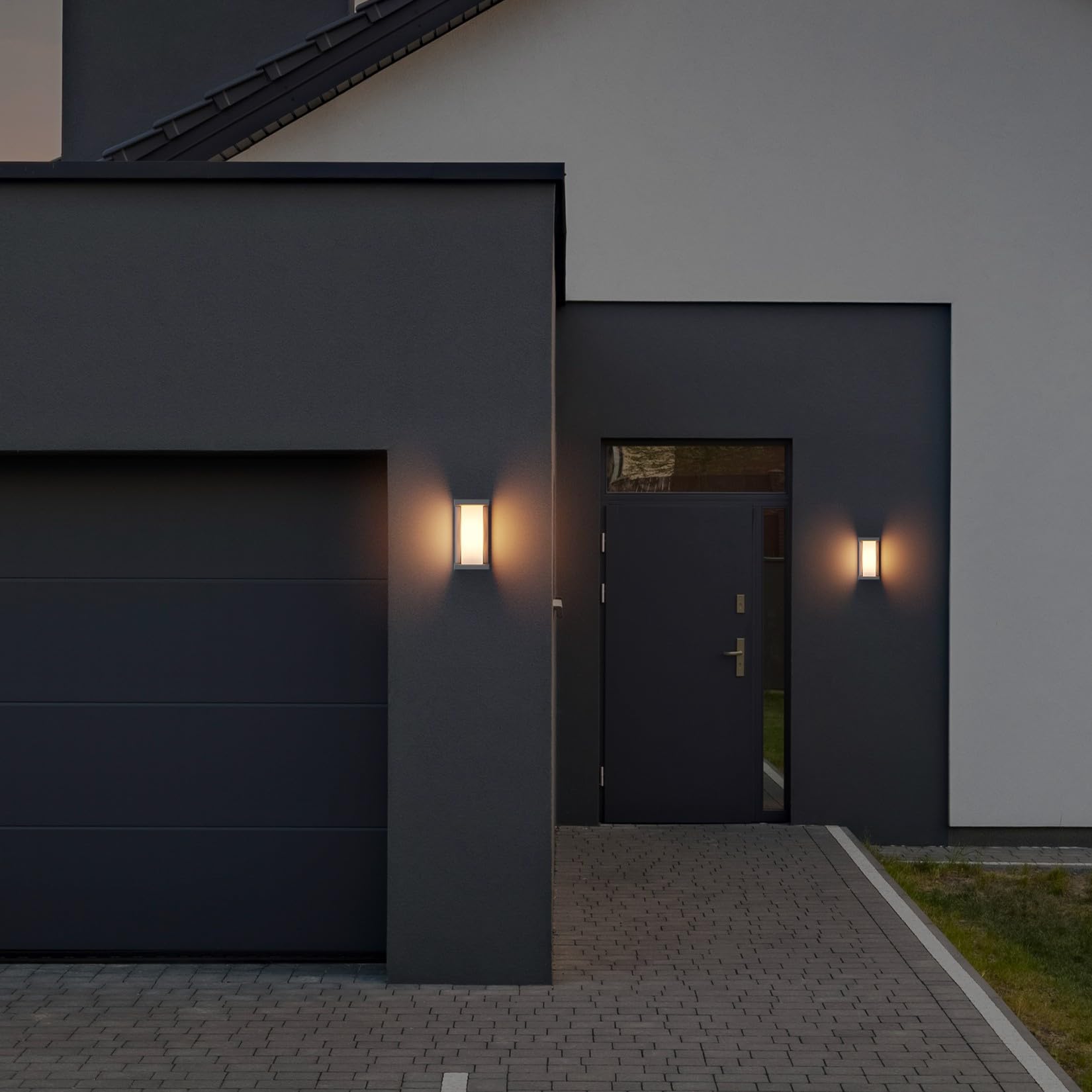 Klighten 2 Stück moderne Außenwandleuchte, E27 Sockel Außenwandlampe, IP65 Wandlampe, Maximale Wattleistung 60W Aluminium Wandlampe, Geeignet für Innen Außen, Treppenhaus. Anthrazit (ohne Glühbirne)