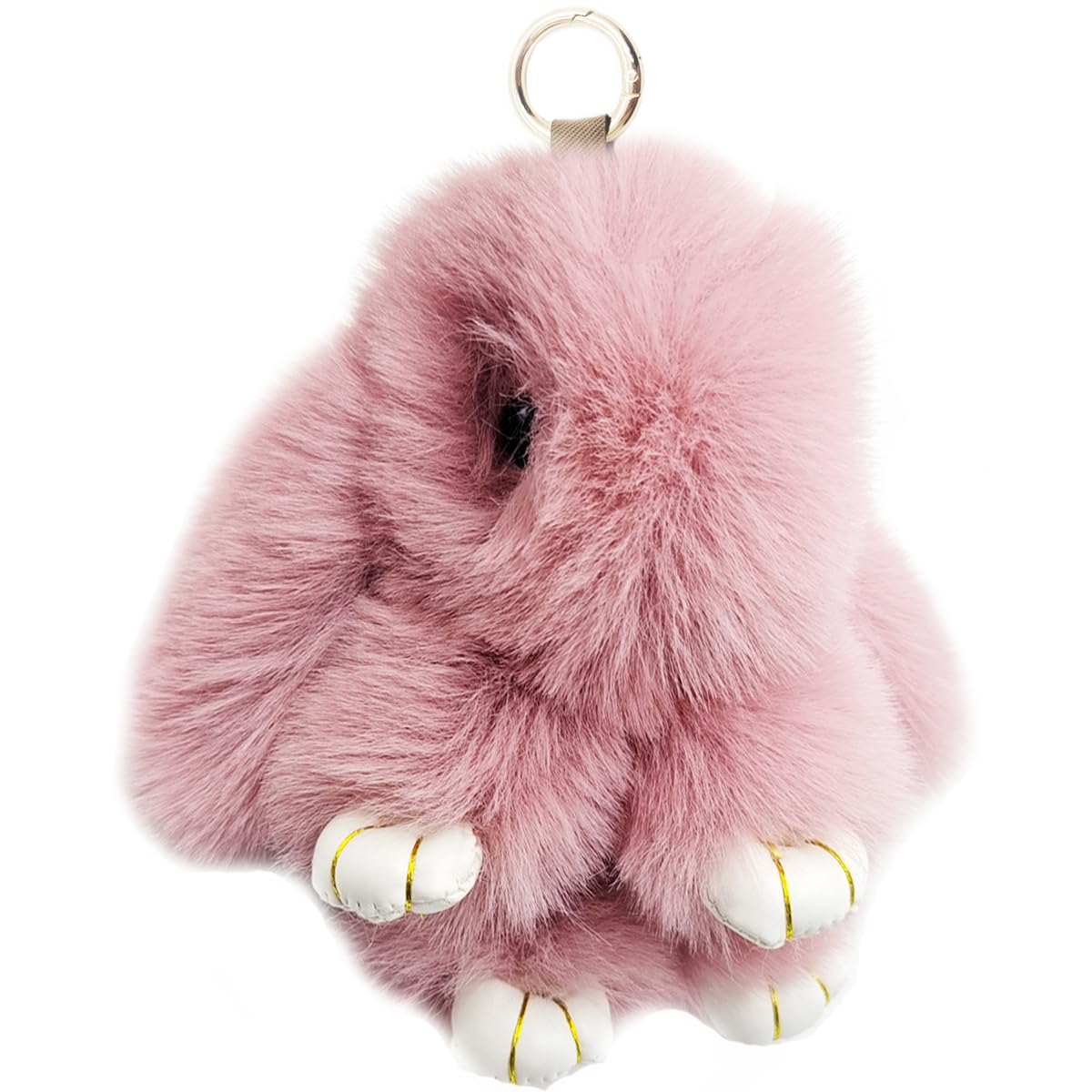 jtkdxqs Soft Cute Bunny Keychain Artificial Rabbit Fur Plush Fluffy Pom pom Key Ring for Women