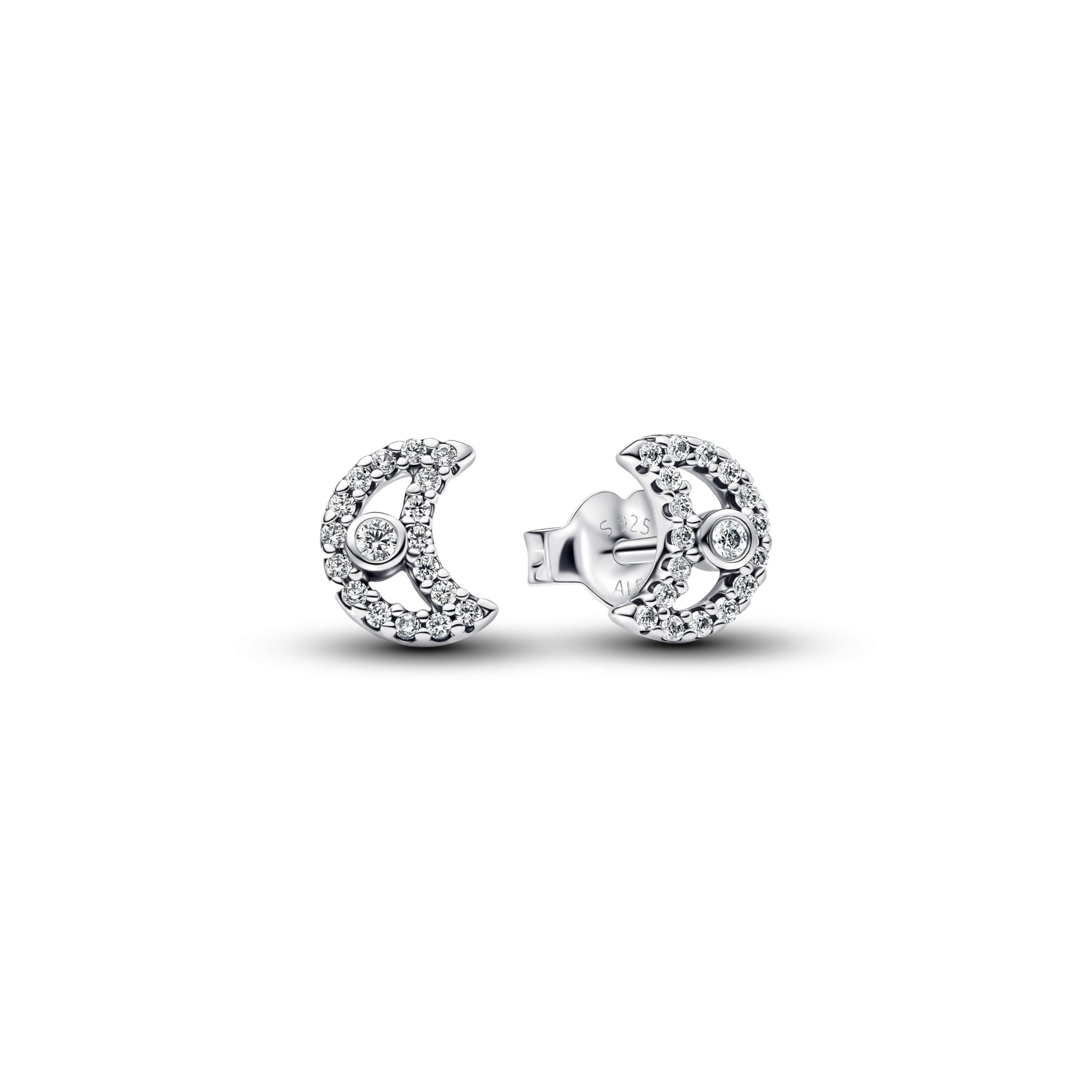 Pandora Timeless Scintillante Orecchini a lobo a forma di luna con zirconia in argento Sterling, 294257C01