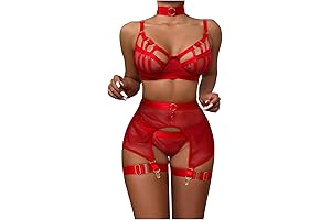 3-Piece Red Latex Lingerie Set