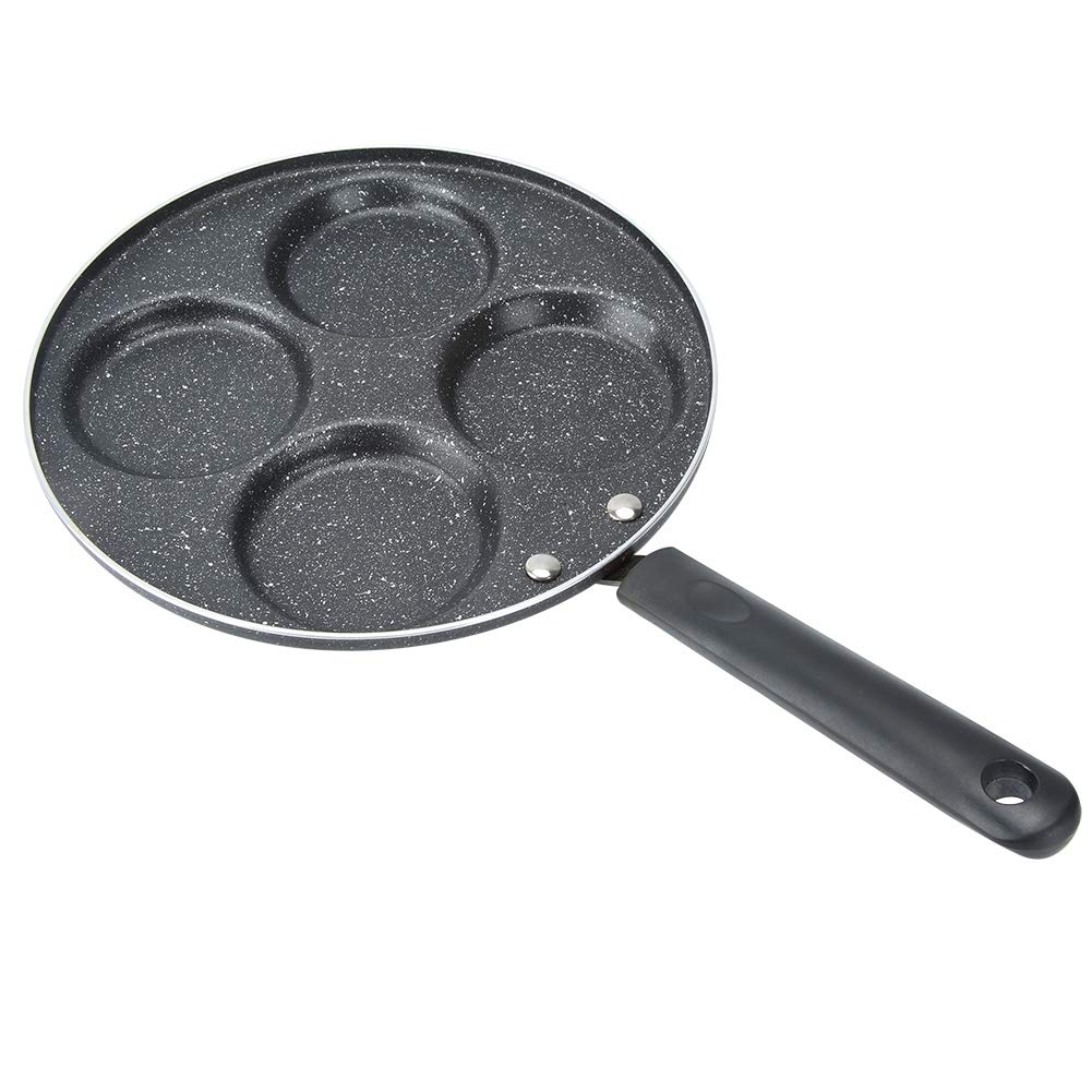 Poêle 4 trous VGEBY outil de cuisine en aluminium noir facile à nettoyer 41 x 24 cm