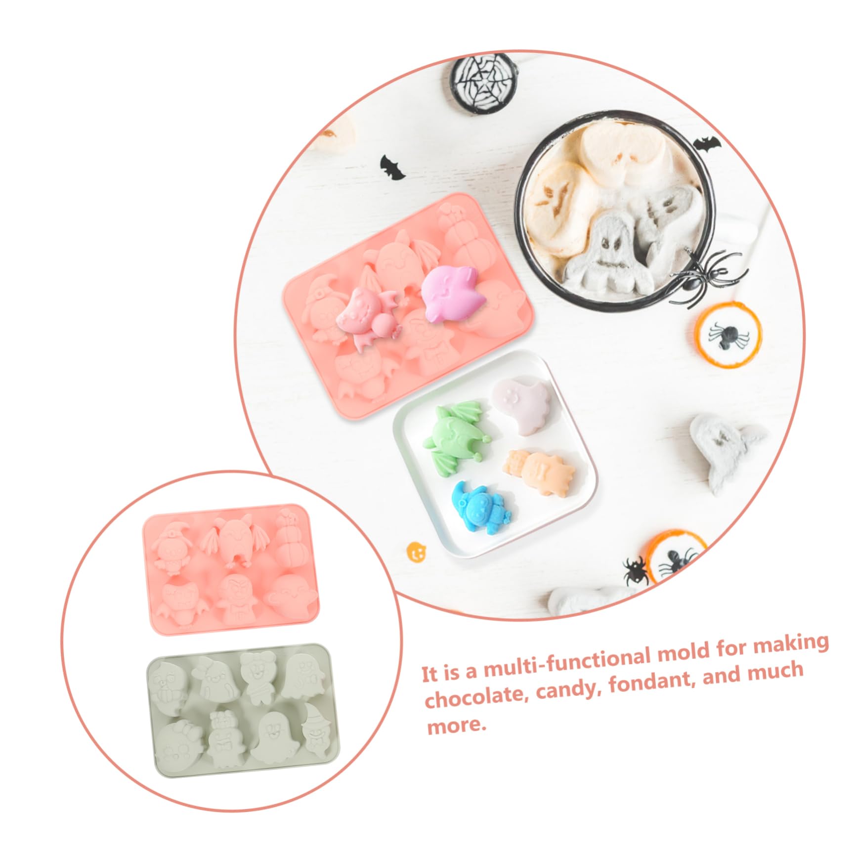 TOPBATHY Lot De 4 Outils De Cuisson Uniques En Silicone Pour Gâteaux Dhalloween Biscuits Fantômes Chocolat Faciles À Nettoyer 2 Pièces X 4